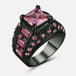 New Pink Sapphire Black Gold Ring.